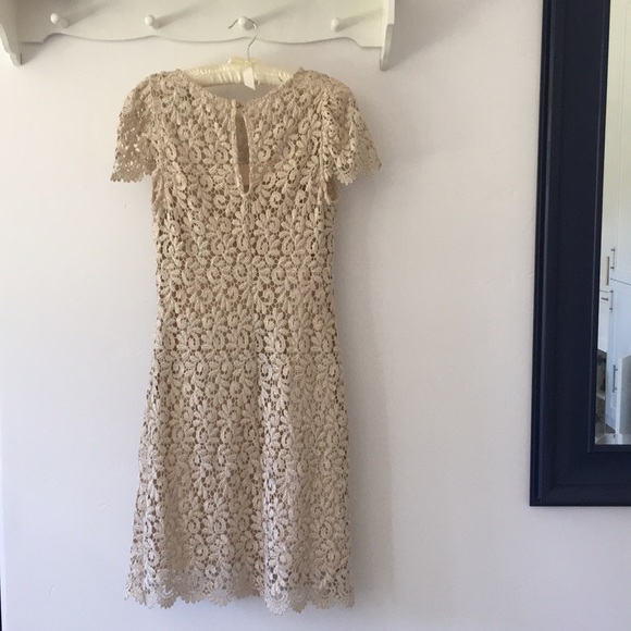 Ivory and gold lace dress. - Picture 2 of 5